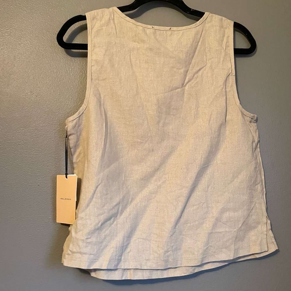 NWT Halogen Sz Small Women’s Tan Scoop-neck Sleeveless Linen Blouse Top Shirt! - Picture 9 of 9